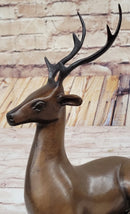 Reindeer Caribou Deer Elk Bronze Sculpture Signed 9.5" x 8.5"