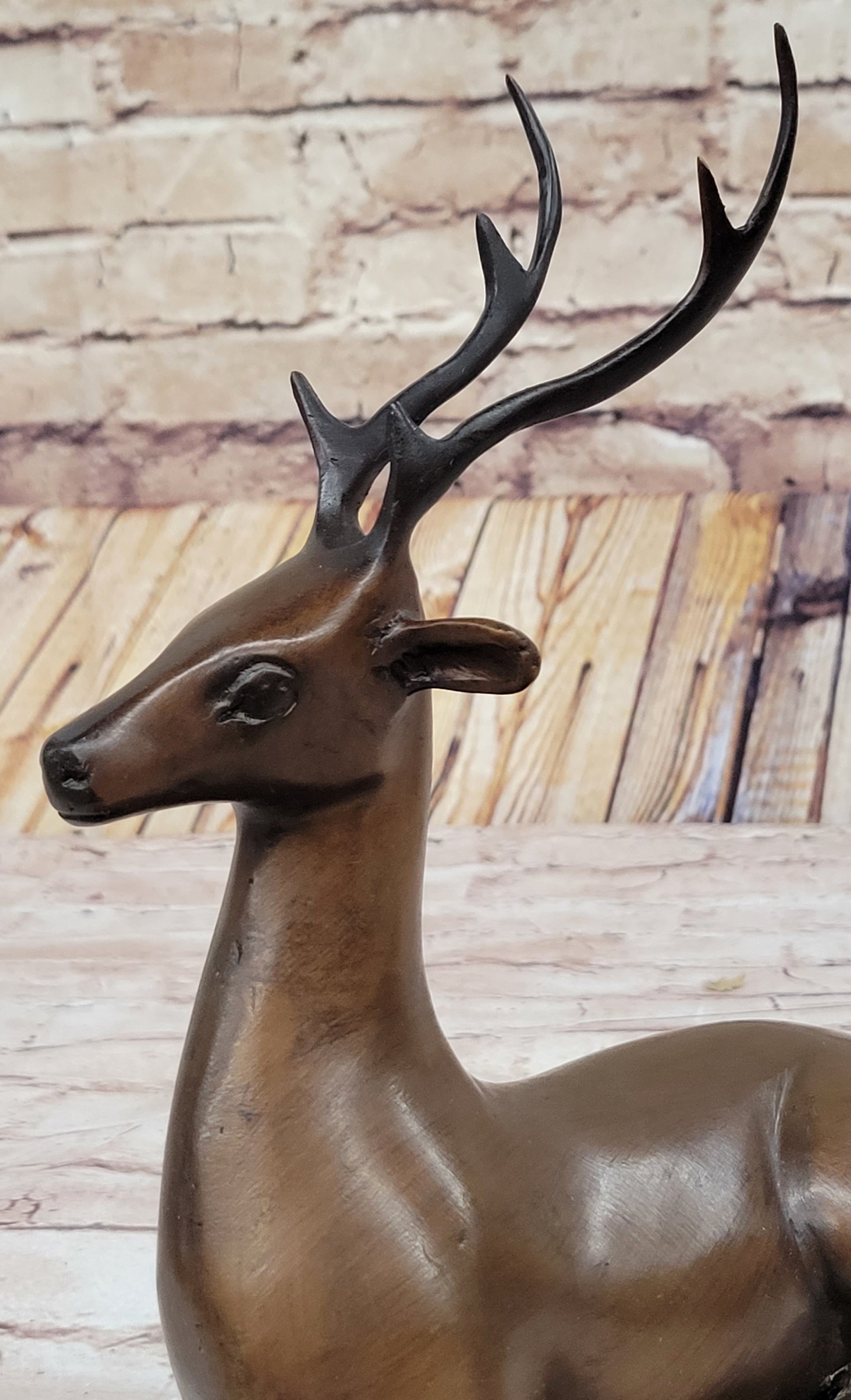 Reindeer Caribou Deer Elk Bronze Sculpture Signed 9.5" x 8.5"