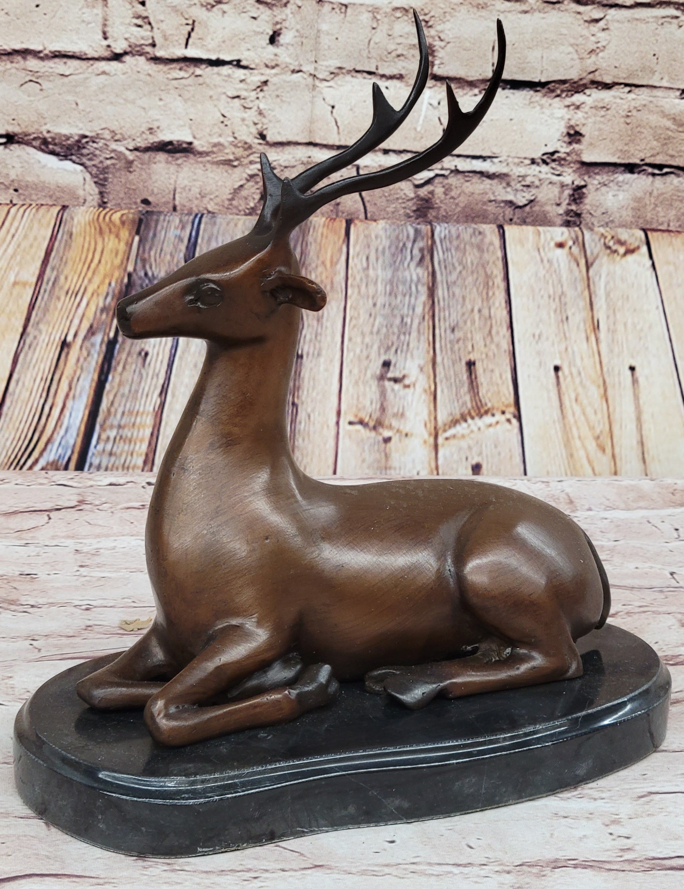 Reindeer Caribou Deer Elk Bronze Sculpture Signed 9.5" x 8.5"