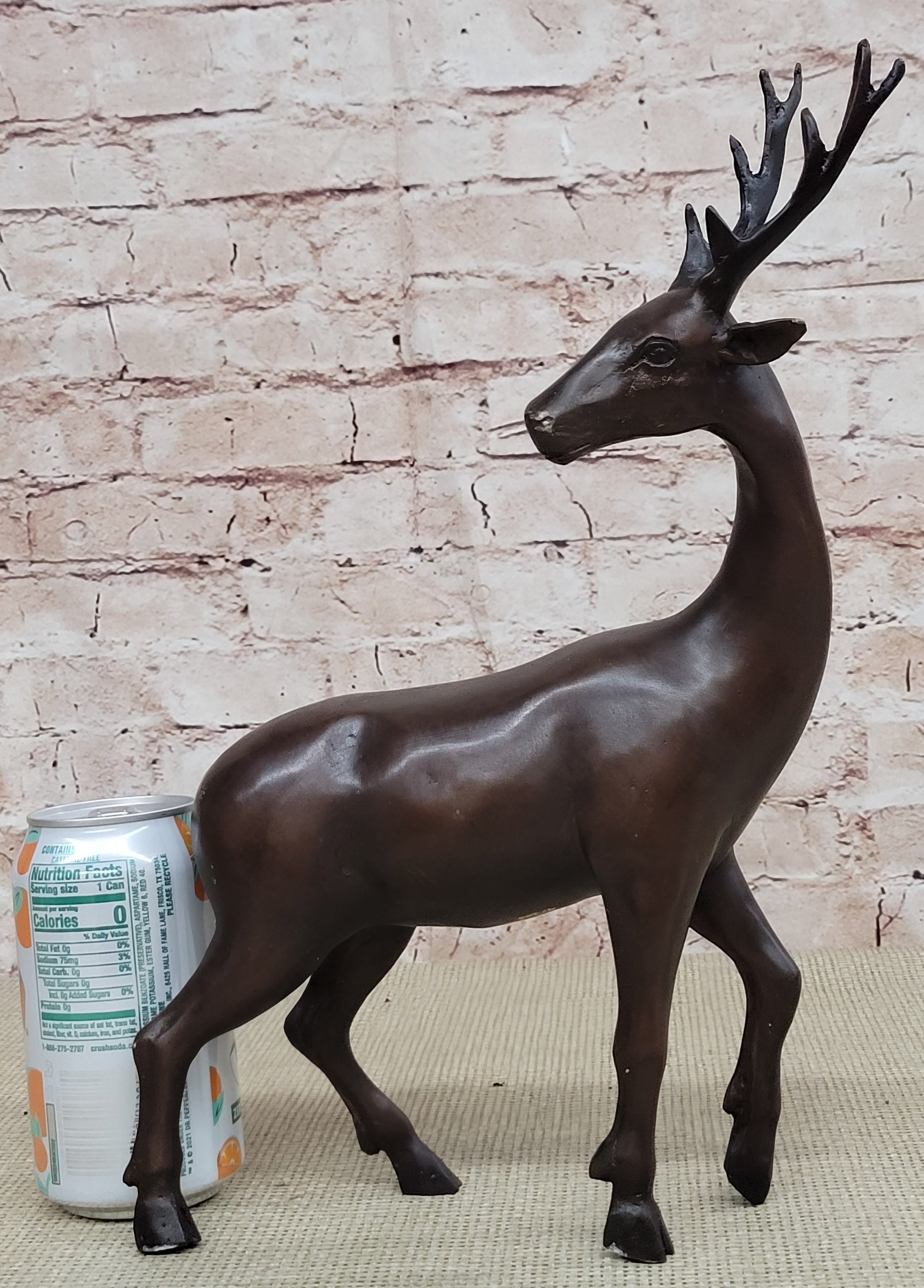 Reindeer Stag Deer Elk Caribou Bronze Metal Sculpture 13.5" x 12"