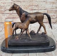 Bronze Sculpture Mare & Baby Horse Stallion Moigniez