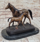 Bronze Sculpture Mare & Baby Horse Stallion Moigniez