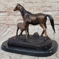 Bronze Sculpture Mare & Baby Horse Stallion Moigniez