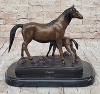Bronze Sculpture Mare & Baby Horse Stallion Moigniez