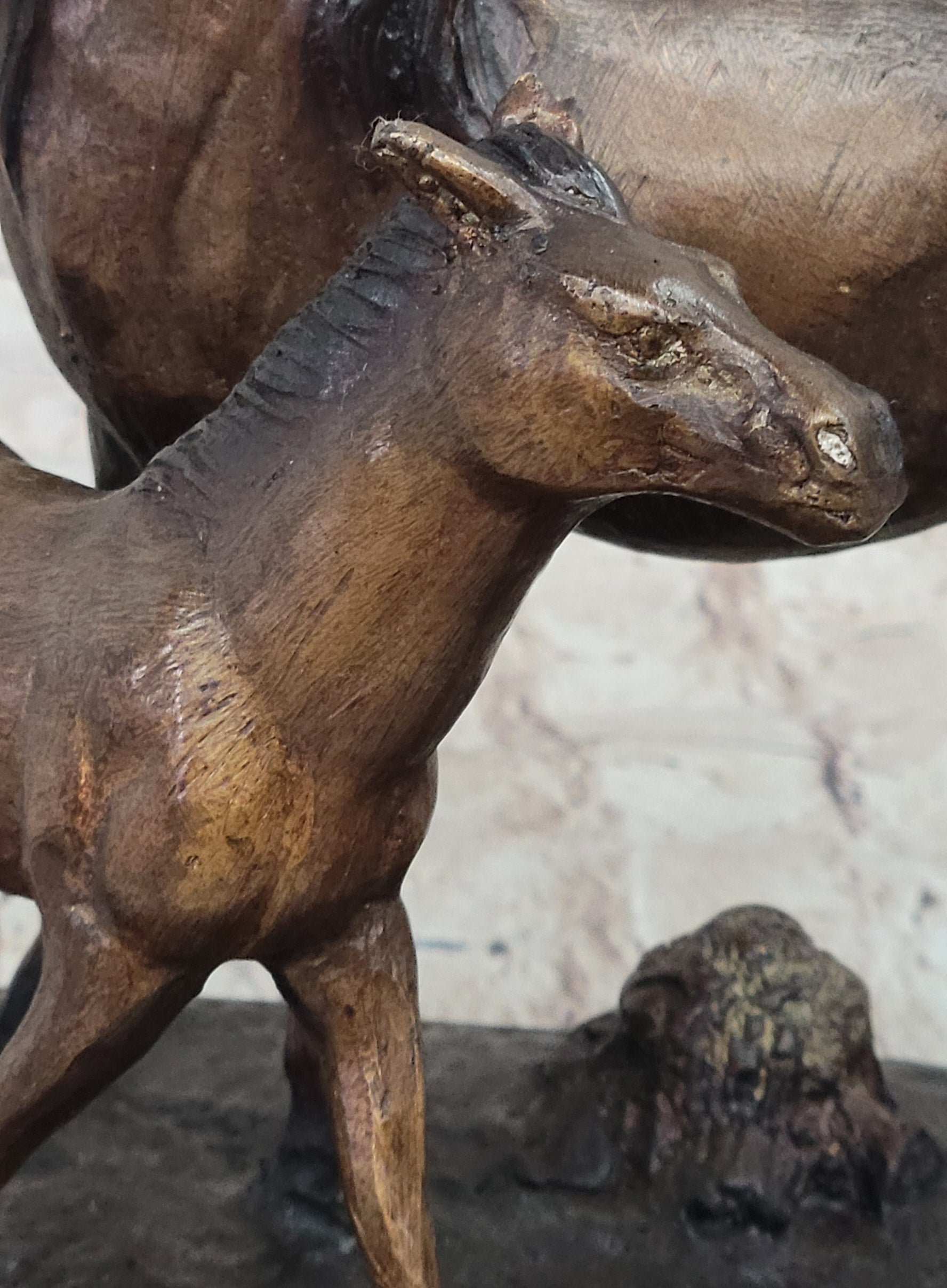 Bronze Sculpture Mare & Baby Horse Stallion Moigniez