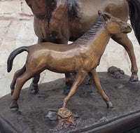 Bronze Sculpture Mare & Baby Horse Stallion Moigniez
