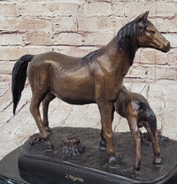 Bronze Sculpture Mare & Baby Horse Stallion Moigniez