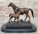 Bronze Sculpture Mare & Baby Horse Stallion Moigniez