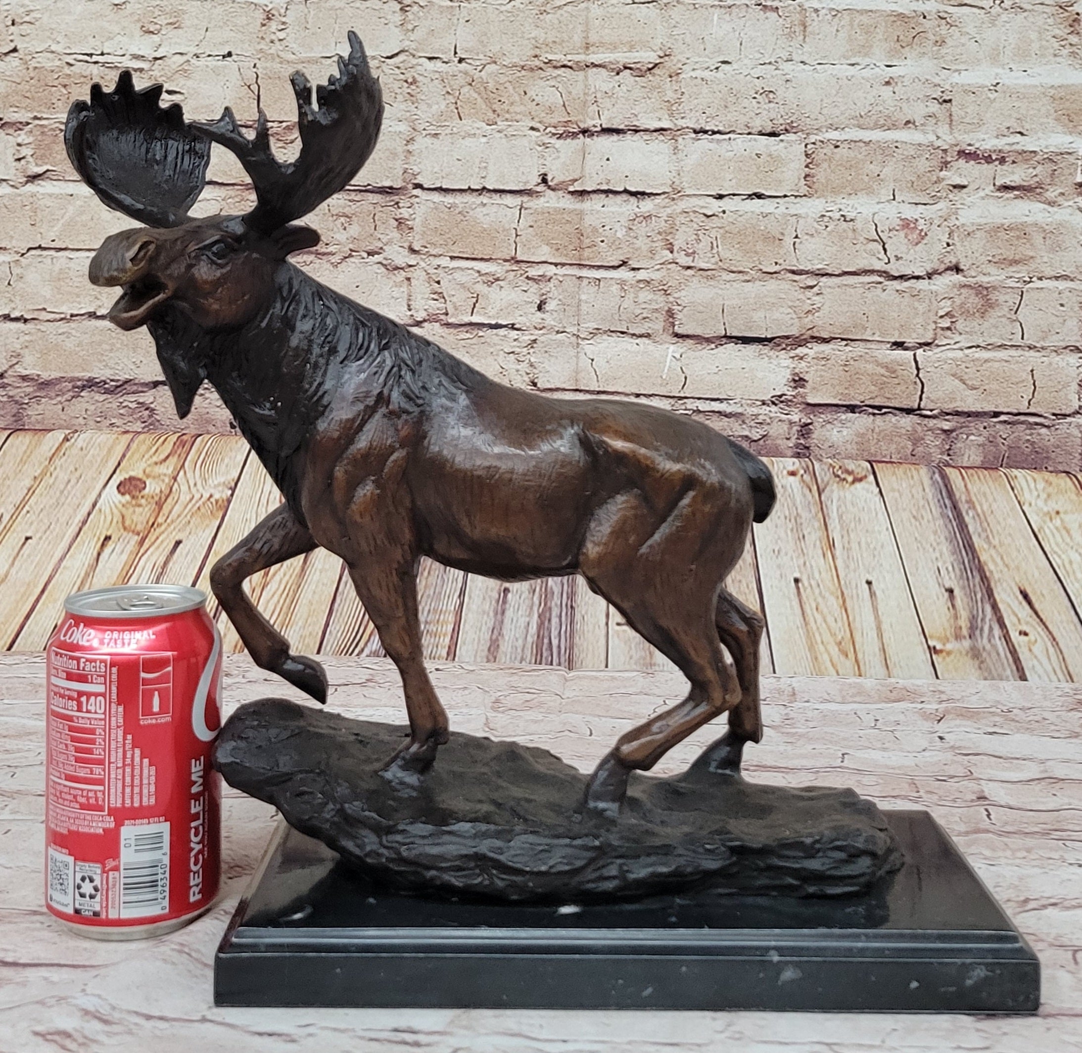 Bull Moose Buck Stag Bronze Sculpture Moigniez 13" x 16"