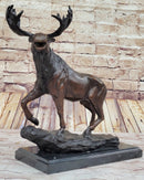 Bull Moose Buck Stag Bronze Sculpture Moigniez 13" x 16"