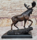 Bull Moose Buck Stag Bronze Sculpture Moigniez 13" x 16"