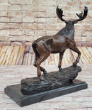Bull Moose Buck Stag Bronze Sculpture Moigniez 13" x 16"