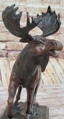 Bull Moose Buck Stag Bronze Sculpture Moigniez 13" x 16"