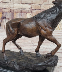 Bull Moose Buck Stag Bronze Sculpture Moigniez 13" x 16"