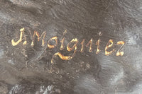 Bull Moose Buck Stag Bronze Sculpture Moigniez 13" x 16"