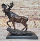 Bull Moose Buck Stag Bronze Sculpture Moigniez 13" x 16"