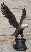 American Bald Eagle Bronze Sculpture 33" x 19" Marble Base