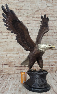 American Bald Eagle Bronze Sculpture 33" x 19" Marble Base