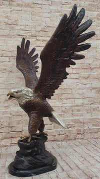American Bald Eagle Bronze Sculpture 33" x 19" Marble Base