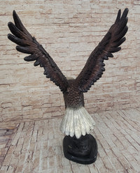 American Bald Eagle Bronze Sculpture 33" x 19" Marble Base