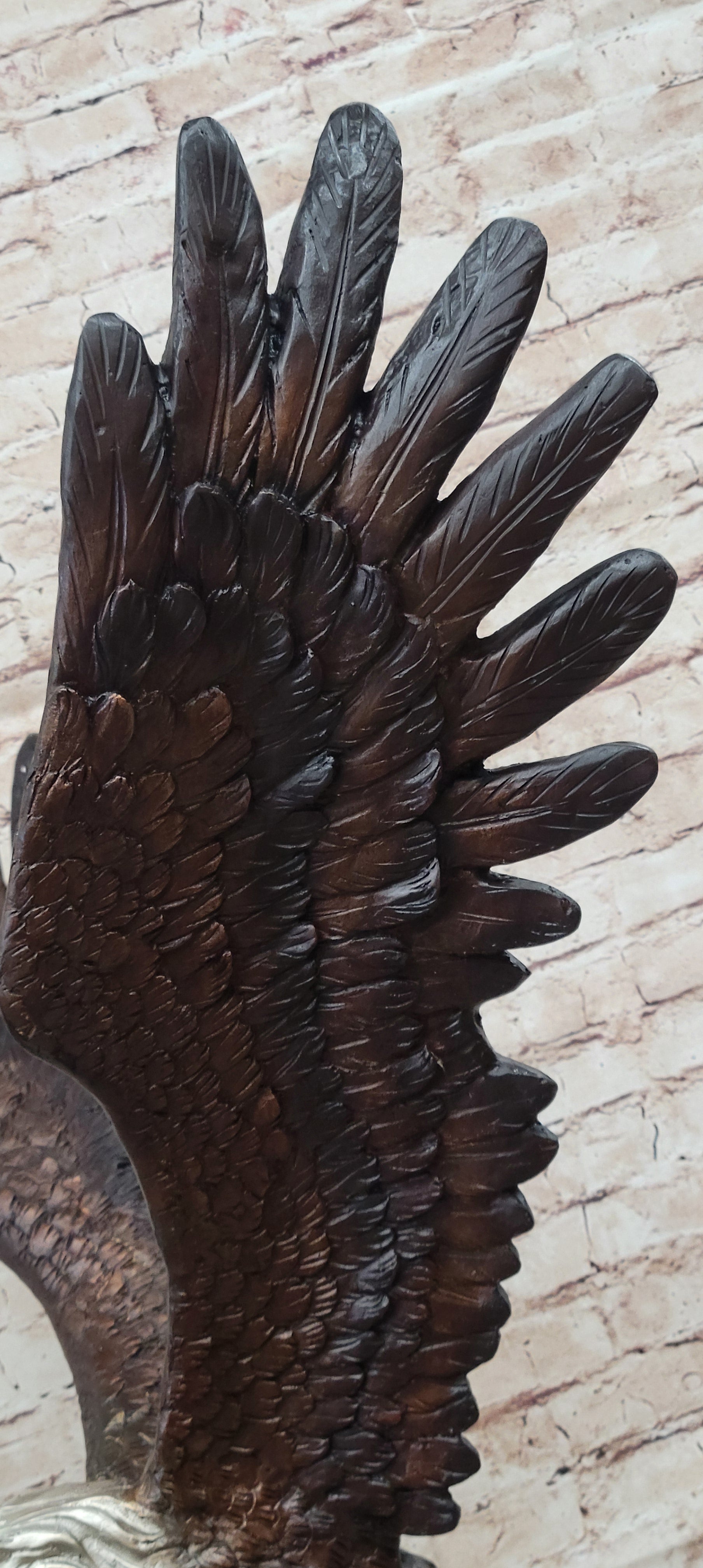 American Bald Eagle Bronze Sculpture 33" x 19" Marble Base