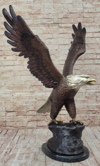 American Bald Eagle Bronze Sculpture 33" x 19" Marble Base