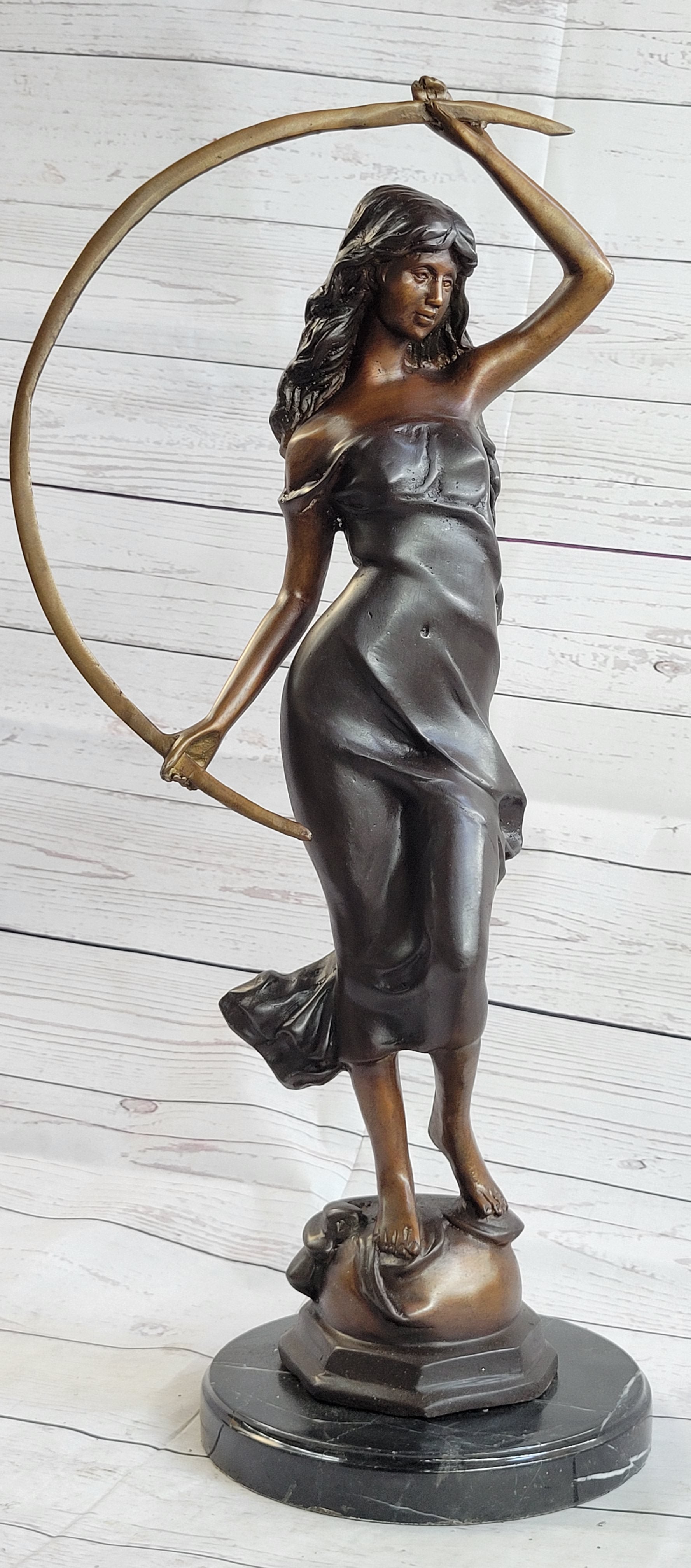 Girl with Thyrsus Art Deco Bronze Sculpture 23" x 12"