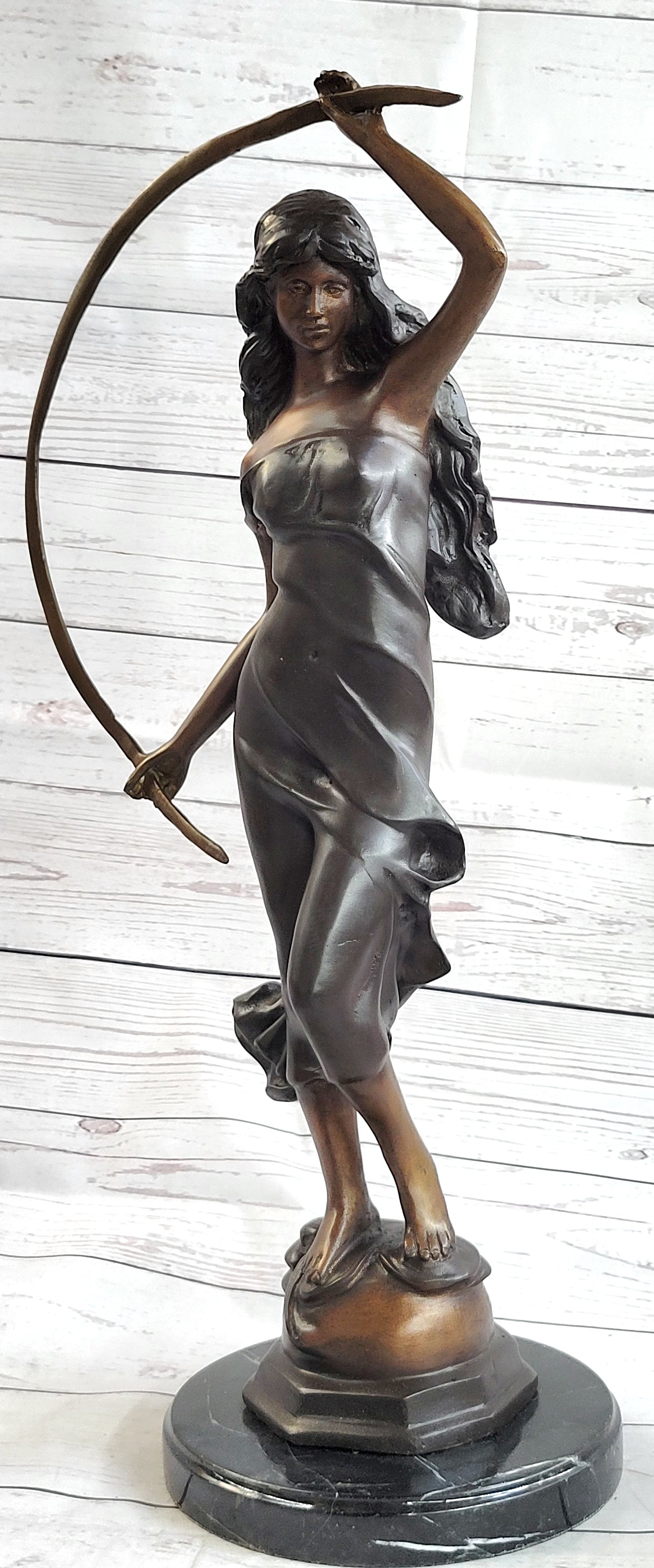 Girl with Thyrsus Art Deco Bronze Sculpture 23" x 12"