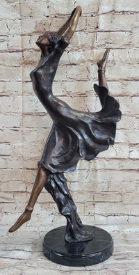 Leaping Female Dancer Bronze Sculpture Original Signed Art