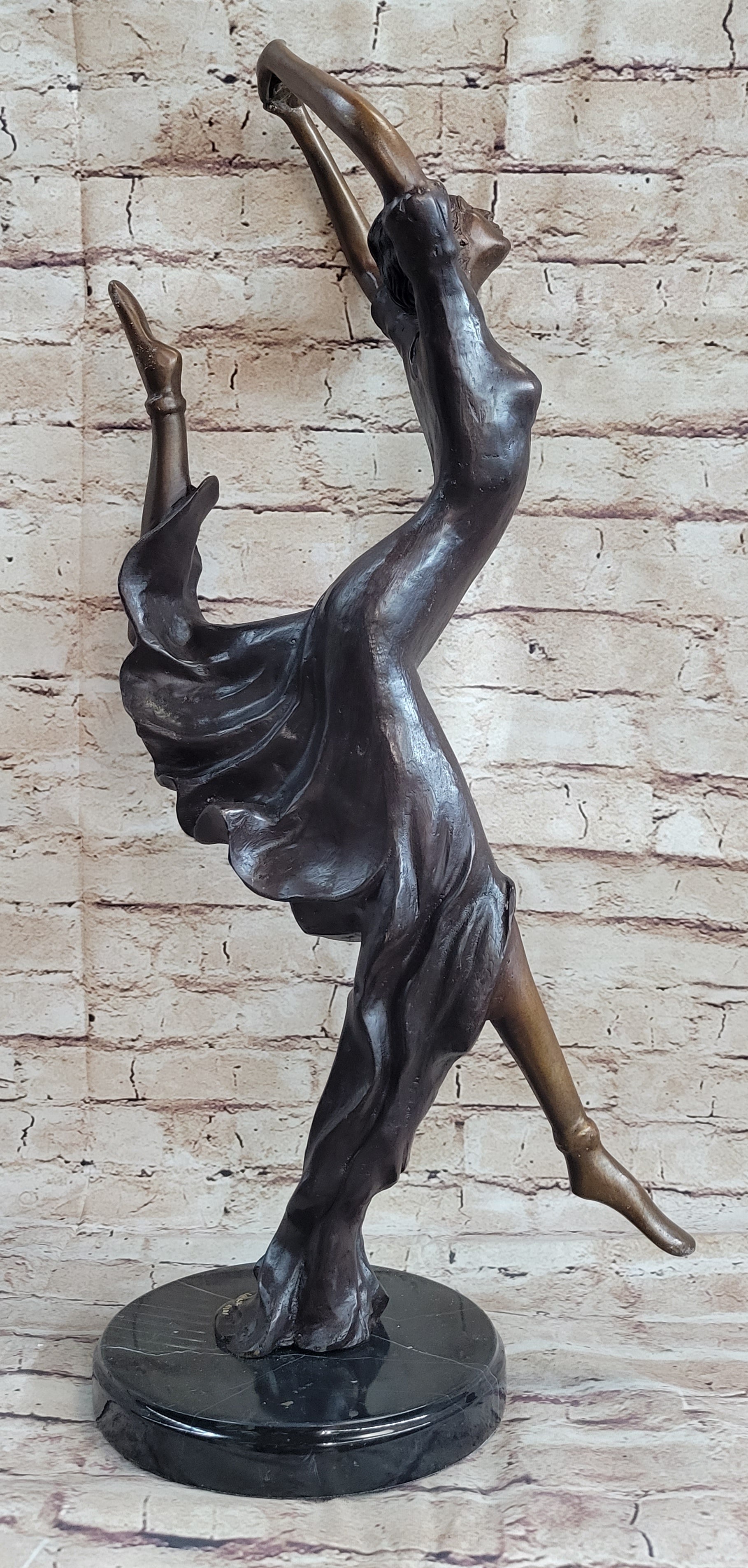 Leaping Female Dancer Bronze Sculpture Original Signed Art