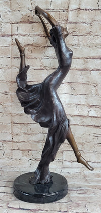Leaping Female Dancer Bronze Sculpture Original Signed Art