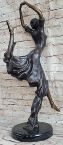 Leaping Female Dancer Bronze Sculpture Original Signed Art