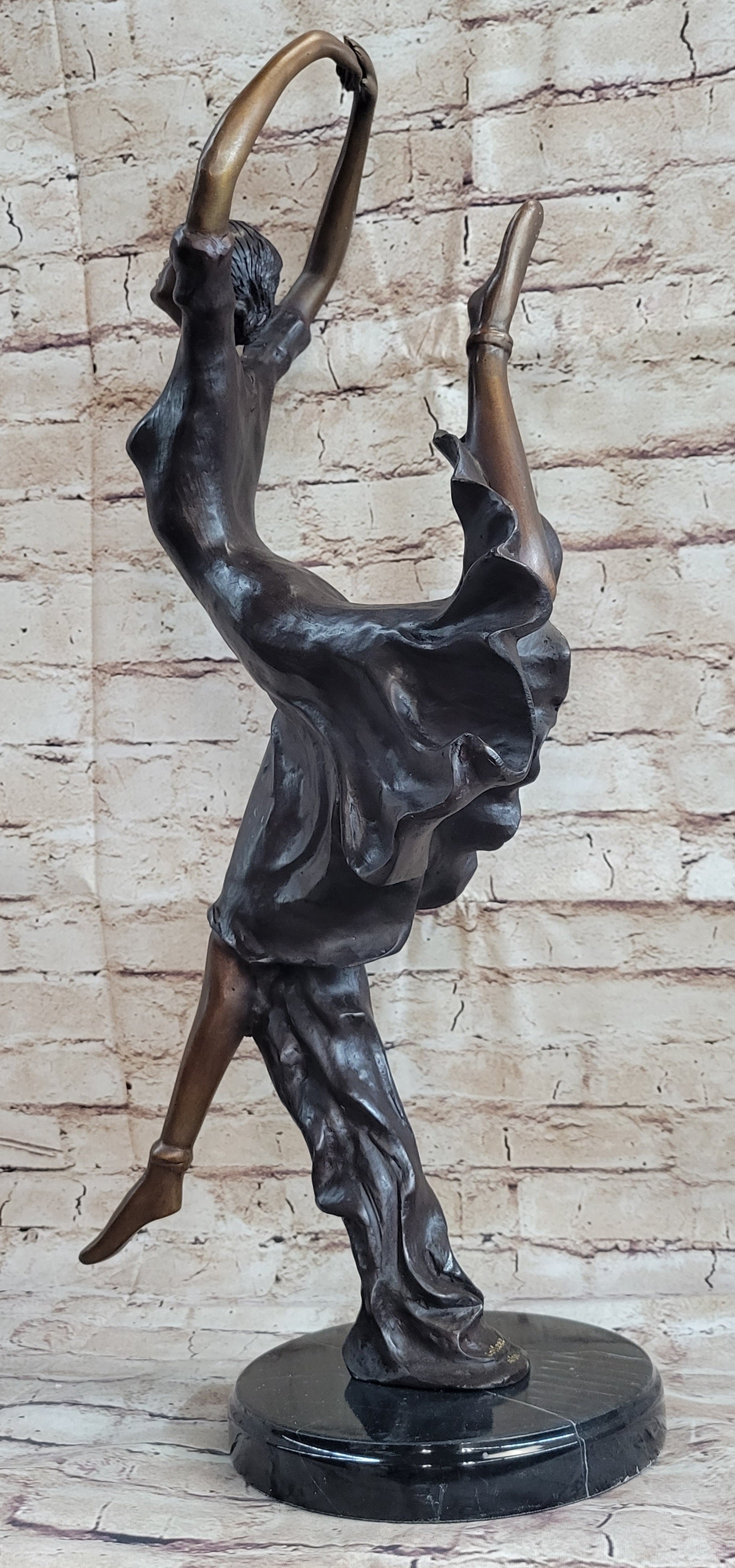 Leaping Female Dancer Bronze Sculpture Original Signed Art