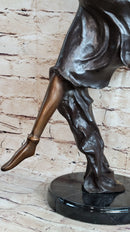 Leaping Female Dancer Bronze Sculpture Original Signed Art