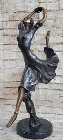 Leaping Female Dancer Bronze Sculpture Original Signed Art