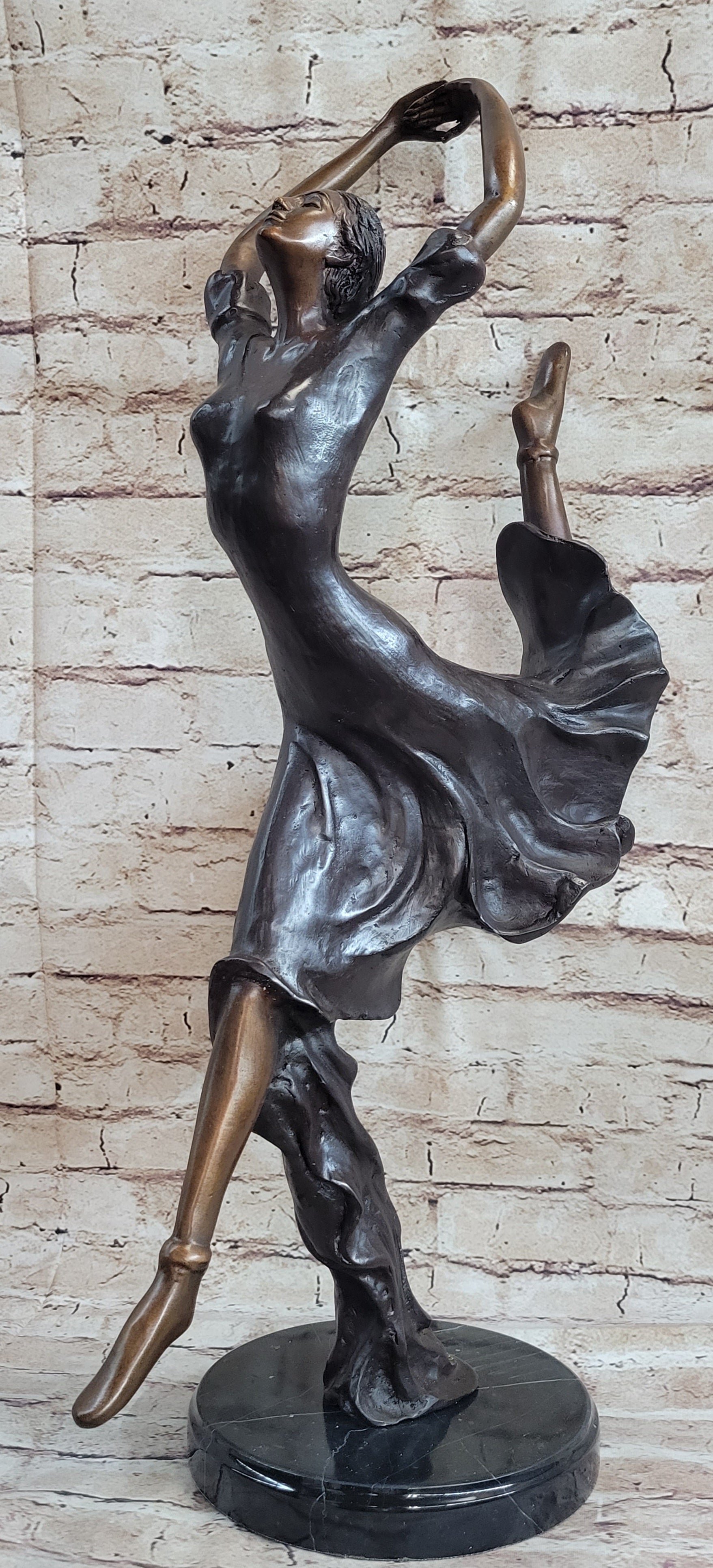 Leaping Female Dancer Bronze Sculpture Original Signed Art