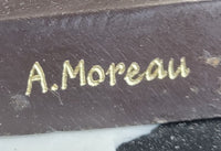 Signed Moreau Beauty Ribbon Dancer Bronze Sculpture Marble Base