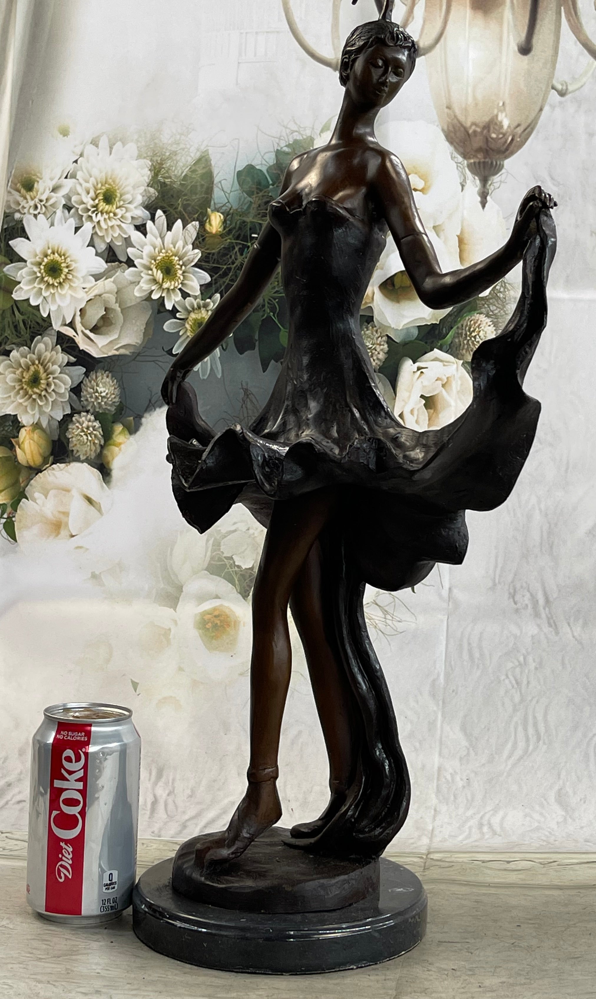 Tall Classic Dancer Signed Chiparus Bronze Sculpture NR