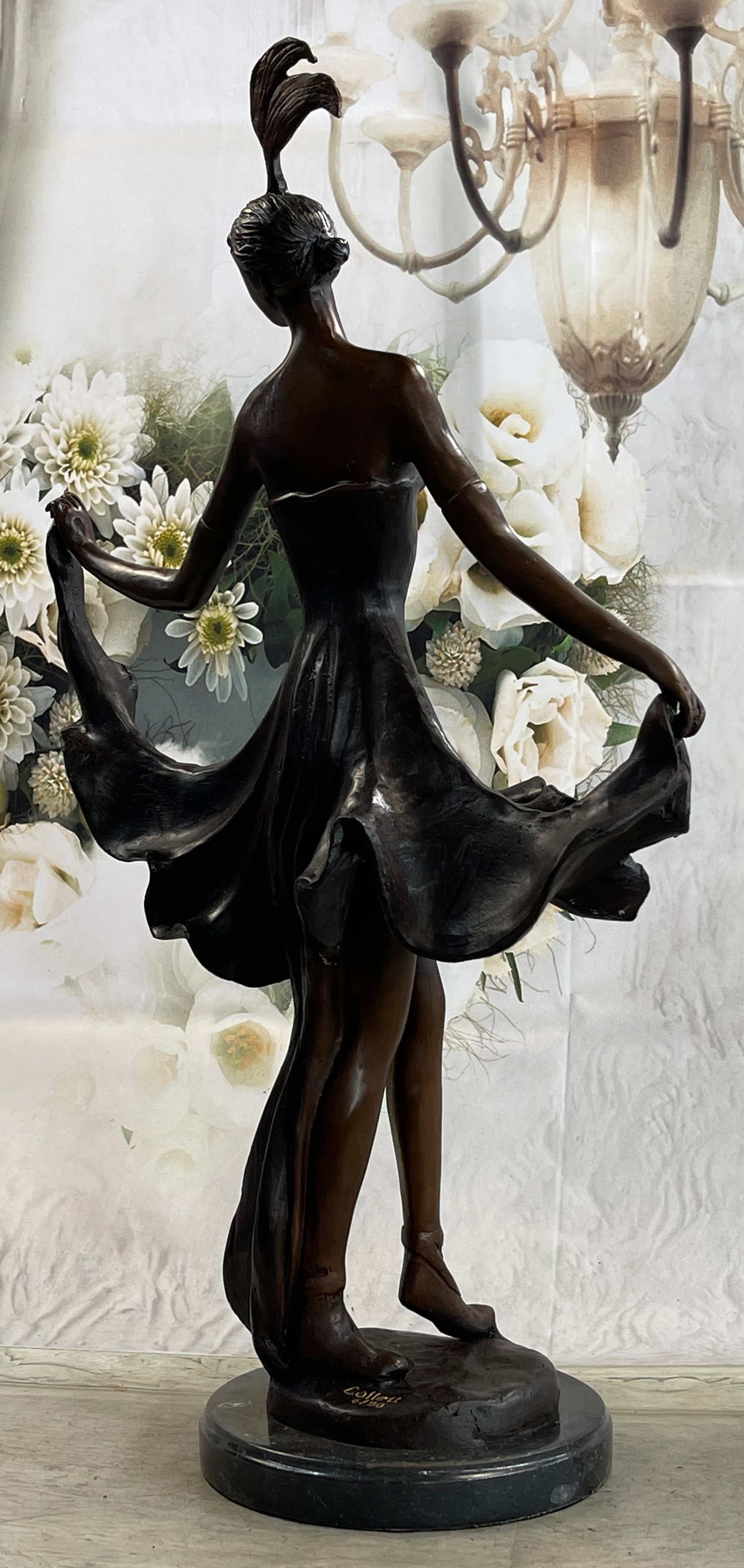 Tall Classic Dancer Signed Chiparus Bronze Sculpture NR