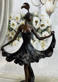 Tall Classic Dancer Signed Chiparus Bronze Sculpture NR