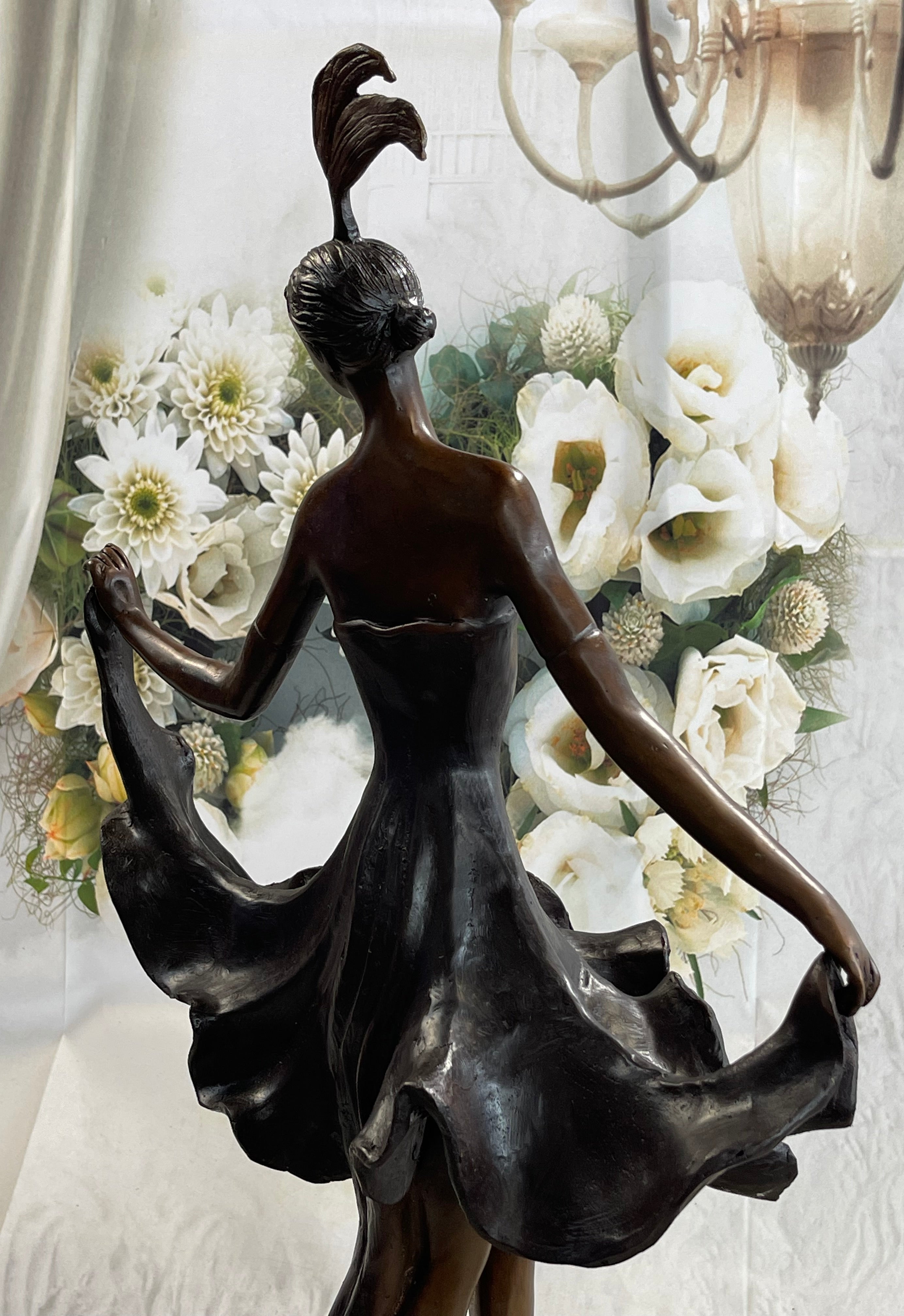 Tall Classic Dancer Signed Chiparus Bronze Sculpture NR