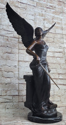 Female Archangel Winged Angel w/ Sword Bronze Sculpture