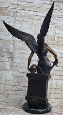 Female Archangel Winged Angel w/ Sword Bronze Sculpture