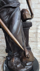 Female Archangel Winged Angel w/ Sword Bronze Sculpture