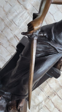 Female Archangel Winged Angel w/ Sword Bronze Sculpture
