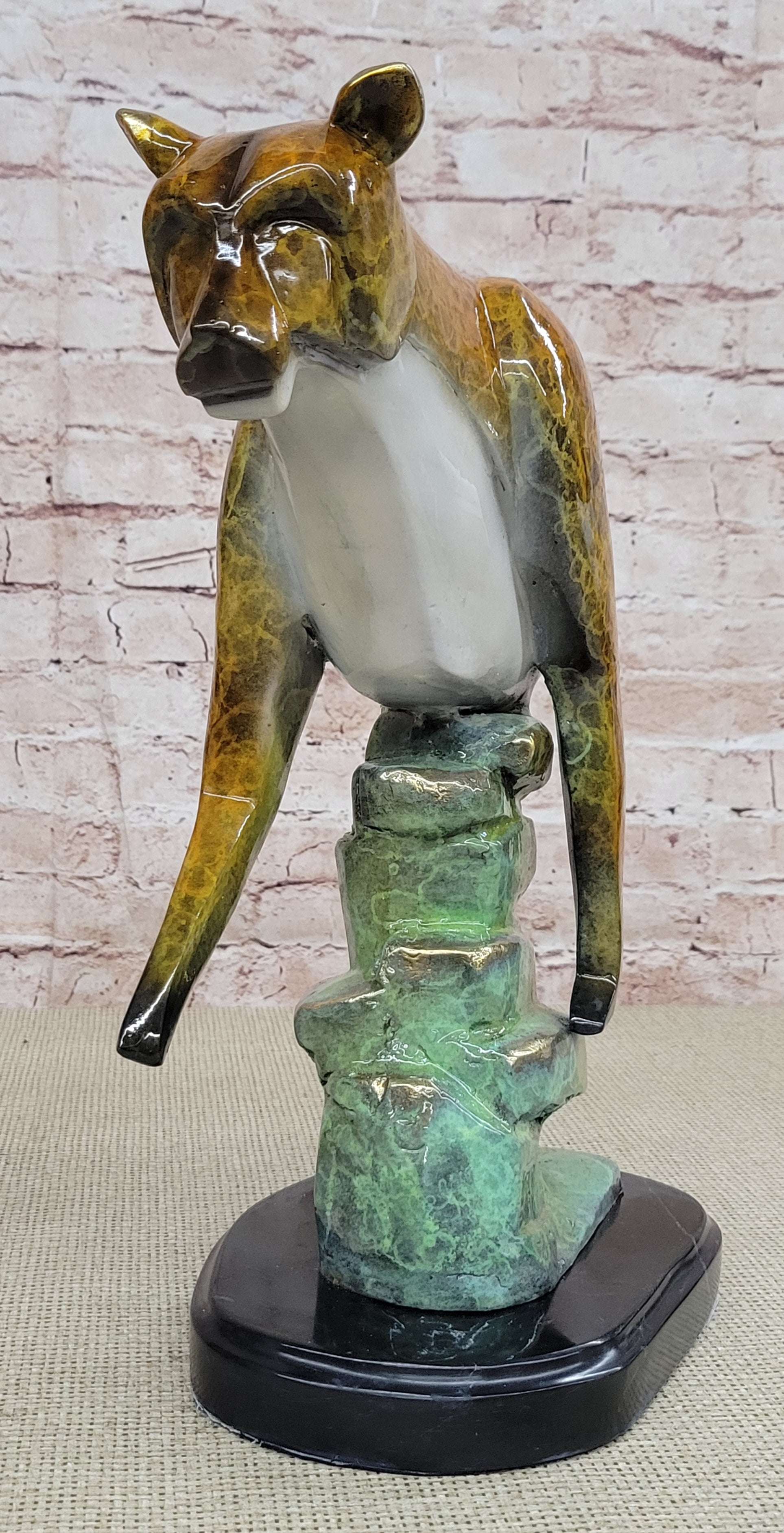 Bronze Metal Cougar Mountain Lion Limited Edition 14" x 10"