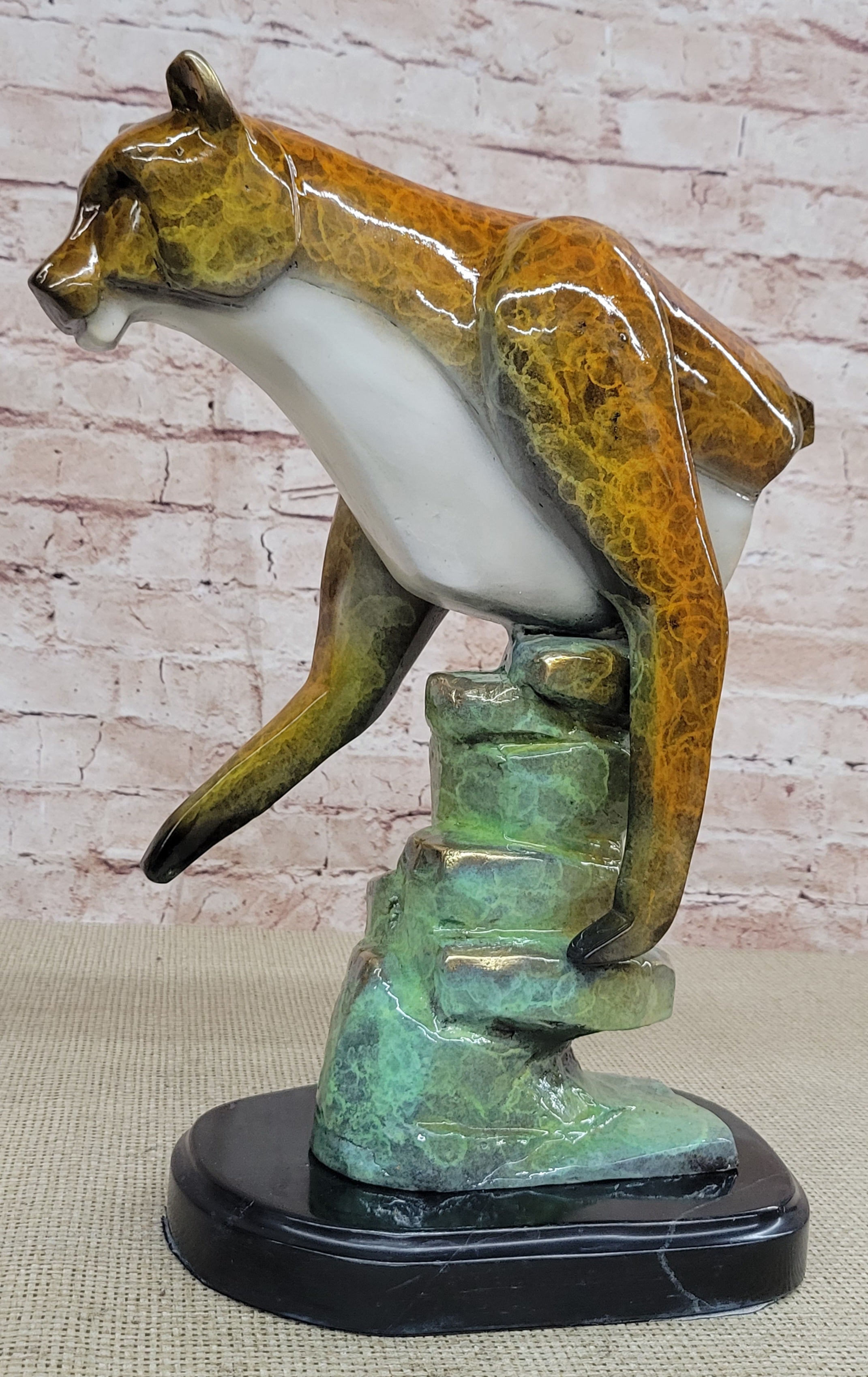 Bronze Metal Cougar Mountain Lion Limited Edition 14" x 10"