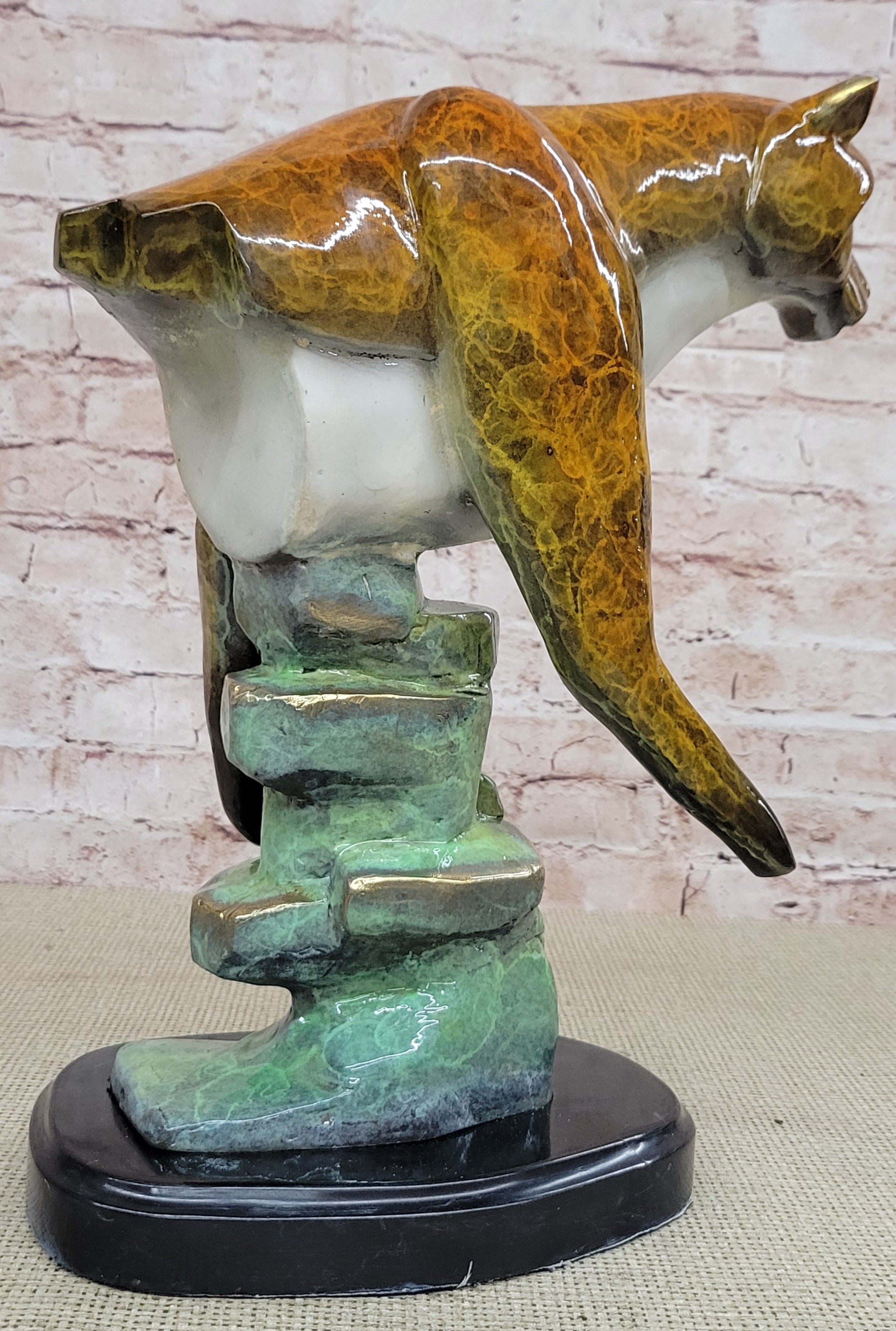 Bronze Metal Cougar Mountain Lion Limited Edition 14" x 10"