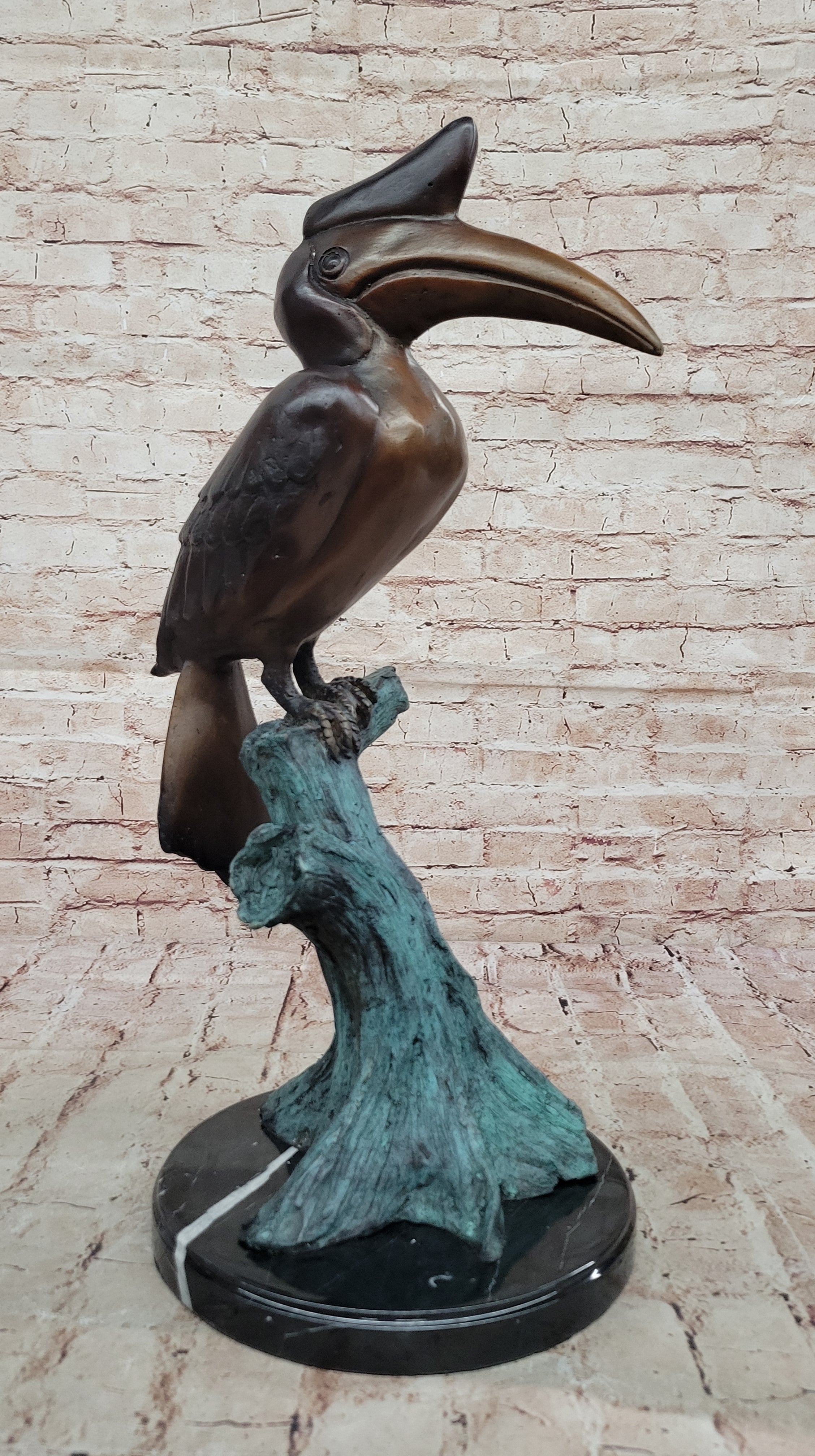 Bronze Hornbill Bird Sculpture by J. Moigniez