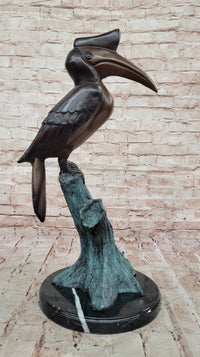 Bronze Hornbill Bird Sculpture by J. Moigniez
